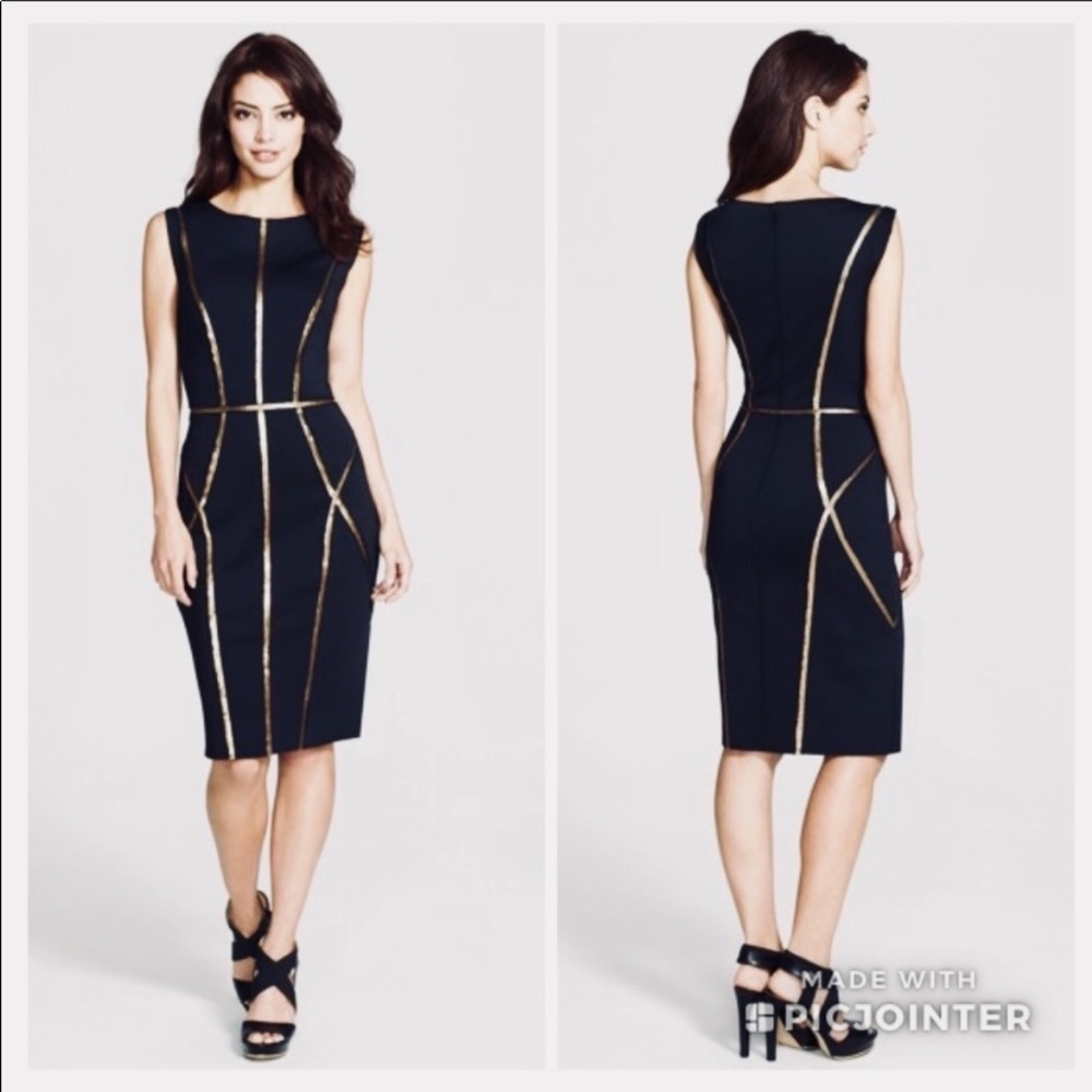 - Tadashi shoji sequin trim sheath neoprene dress classy wedding minimalist
